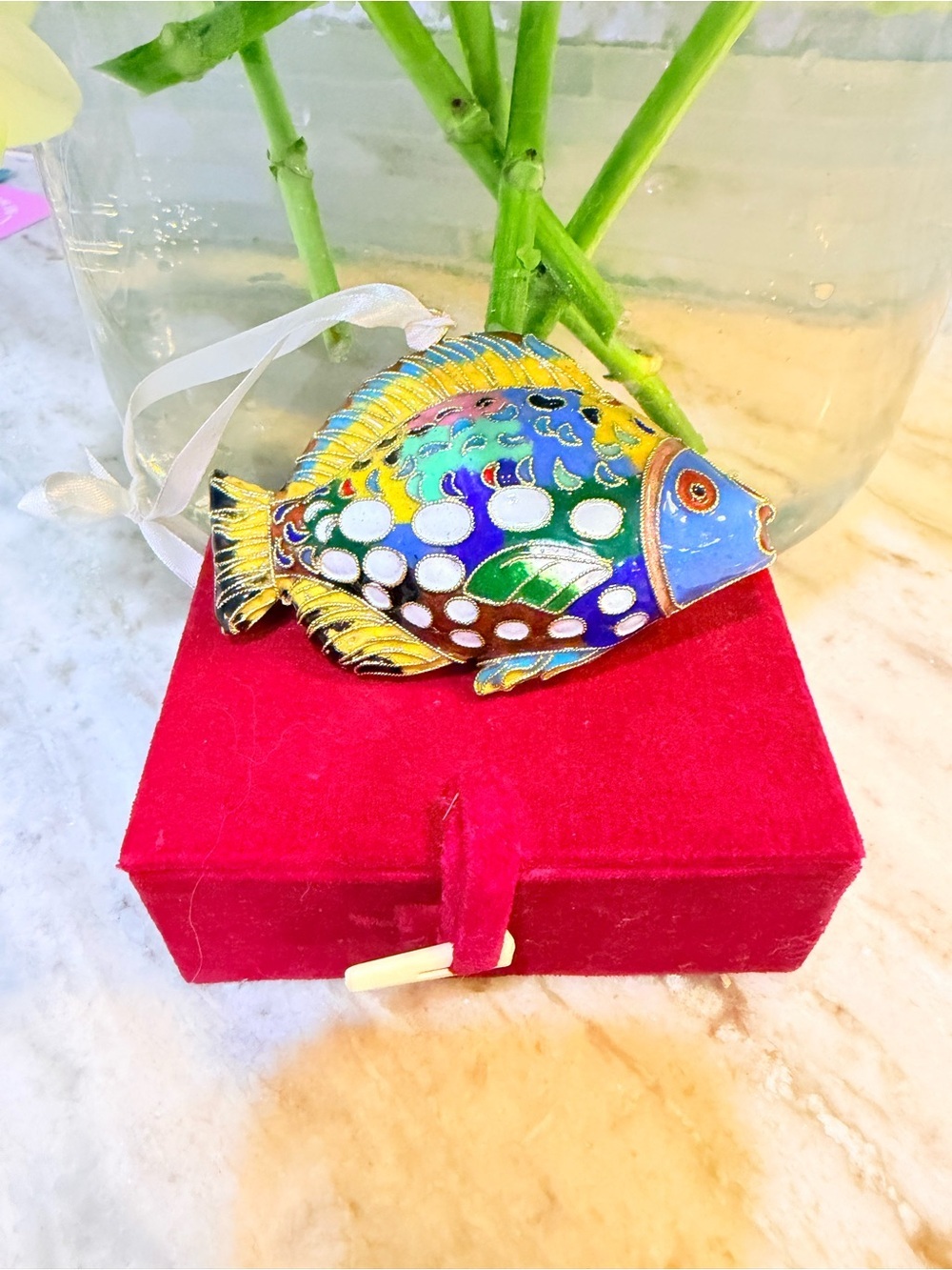 Decorative Multicolor Enamel Fish Ornament - Vibrant Home Accent